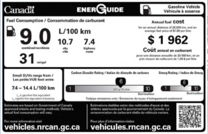 Sample of gas vehicle fuel consumption label